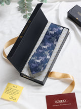 Blue Horse Woven Silk Necktie - TOSSIDO