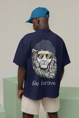 Blue Majestic Chill Lion Oversized Tee - TOSSIDO