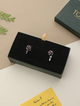 Blue & Maroon Abstract Cufflinks - TOSSIDO