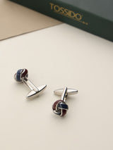 Blue & Maroon Abstract Cufflinks - TOSSIDO