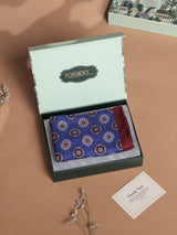 Blue & Maroon Multipattern Silk Pocket Square - TOSSIDO