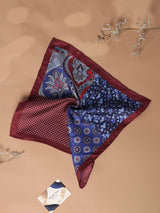 Blue & Maroon Multipattern Silk Pocket Square - TOSSIDO