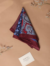 Blue & Maroon Multipattern Silk Pocket Square - TOSSIDO