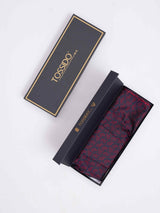 Blue & Maroon Paisley Woven Cravat & Pocket Square Set - TOSSIDO