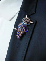 Blue Metal Owl Brooch