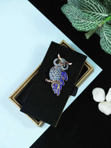 Blue Metal Owl Brooch