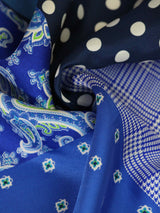 Blue Multipattern Silk Pocket Square - TOSSIDO