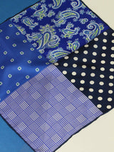 Blue Multipattern Silk Pocket Square - TOSSIDO