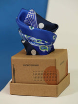 Blue Multipattern Silk Pocket Square - TOSSIDO