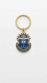 Blue on Gold JGU Crest Laminated Keychain