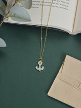 Blue Opal Anchor Pendant Necklace