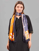 Blue & Orange Belt Printed Stole - TOSSIDO