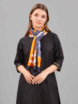 Blue & Orange Belt Printed Stole - TOSSIDO