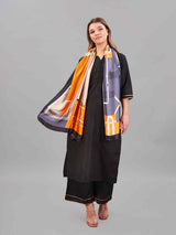 Blue & Orange Belt Printed Stole - TOSSIDO