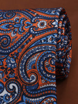 Blue & Orange Paisley Printed Necktie - TOSSIDO