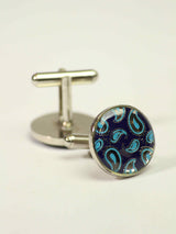 Blue Paisley Cufflinks - TOSSIDO