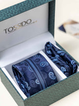 Blue Paisley Necktie Gift - set - TOSSIDO