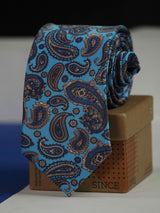 Blue Paisley Printed Necktie - TOSSIDO