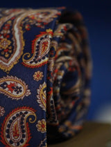 Blue Paisley Printed Necktie - TOSSIDO