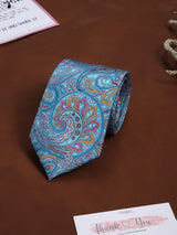 Blue Paisley Printed Necktie - TOSSIDO
