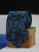 Blue Paisley Printed Necktie - TOSSIDO