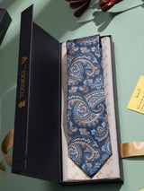 Blue Paisley Printed Necktie - TOSSIDO