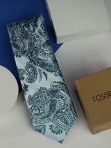 Blue Paisley Printed Necktie - TOSSIDO