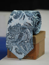 Blue Paisley Printed Necktie - TOSSIDO