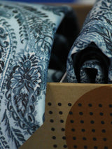 Blue Paisley Printed Necktie and Pocket Square Set - TOSSIDO