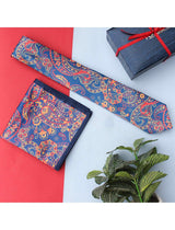 Blue Paisley Printed Necktie & Pocket Square Giftset - TOSSIDO