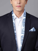 Blue Paisley Stole & Pocket Square Set - TOSSIDO