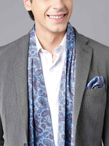 Blue Paisley Stole & Pocket Square Set - TOSSIDO