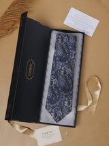Blue Paisley Teflon Silk Necktie - TOSSIDO