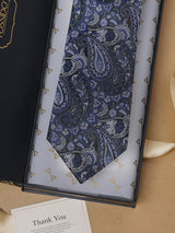 Blue Paisley Teflon Silk Necktie - TOSSIDO