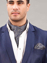 Blue Paisley Woven Ascot & Pocket Square - TOSSIDO