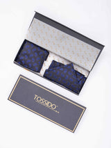 Blue Paisley Woven Ascot & Pocket Square - TOSSIDO