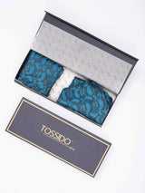 Blue Paisley Woven Ascot & Pocket Square - TOSSIDO