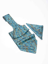 Blue Paisley Woven Ascot & Pocket Square - TOSSIDO