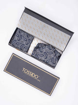 Blue Paisley Woven Ascot & Pocket Square - TOSSIDO