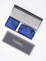 Blue Paisley Woven Ascot & Pocket Square - TOSSIDO