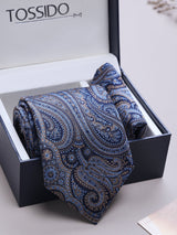 Blue Paisley Woven Necktie & Pocket Square Giftset - TOSSIDO