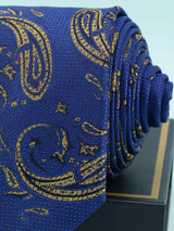 Blue Paisley Woven Silk Necktie - TOSSIDO
