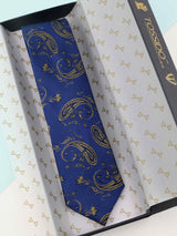 Blue Paisley Woven Silk Necktie - TOSSIDO