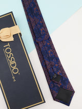 Blue Paisley Woven Silk Necktie - TOSSIDO