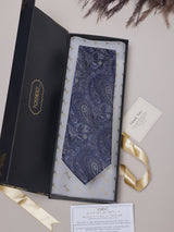 Blue Paisleys Teflon Silk Necktie - TOSSIDO