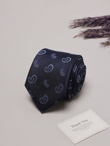 Blue Paisleys Teflon Silk Necktie - TOSSIDO