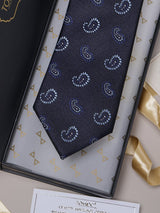 Blue Paisleys Teflon Silk Necktie - TOSSIDO