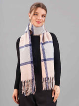 Blue & Pink Check Woolen Muffler - TOSSIDO