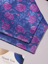 Blue & Pink Floral Woven Ascot & Pocket Square - TOSSIDO