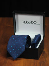 Blue Polka Necktie & Pocket Square Giftset - TOSSIDO